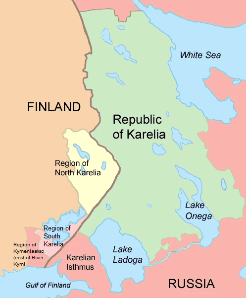 Karte von Karelien in Finnland und Russland