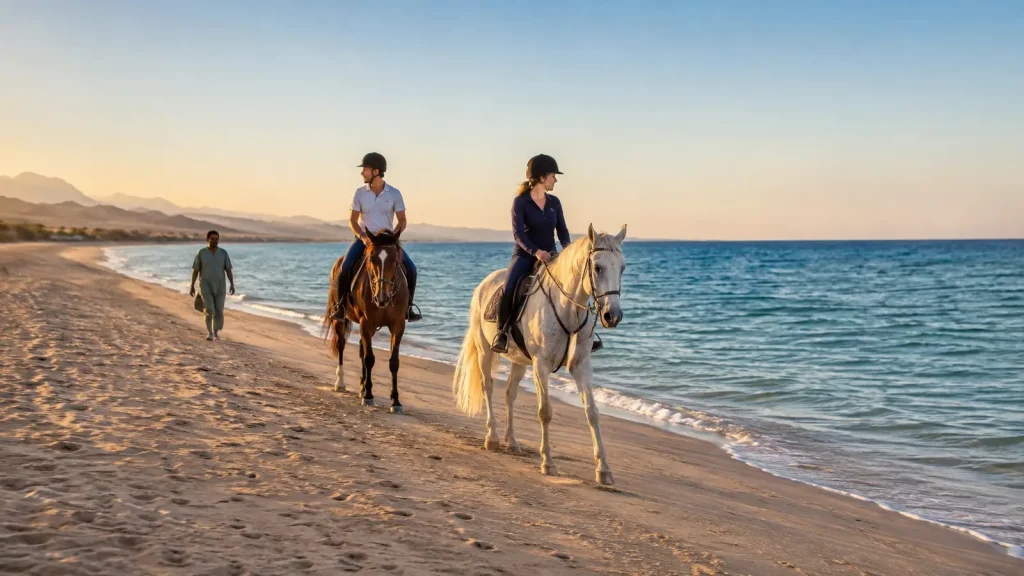 Reiten am Strand von Hurghada bei Sonnenaufgang